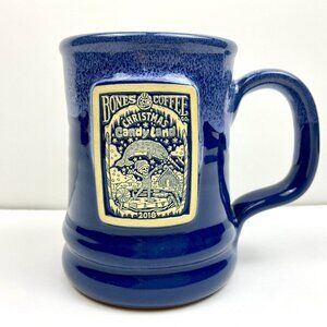 Bones Coffee Co. Christmas Candy Land Coffee Cup Deneen Pottery Blue Mug 2018